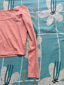 Soft Peach Long Sleeve Crop Top