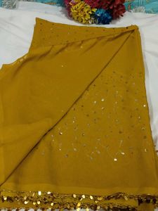 Yellow Sequined Dupatta with Tassels