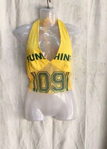 22410. Yellow Y2K halter top