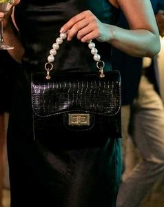 Chic Navy Croc-Embossed Handbag