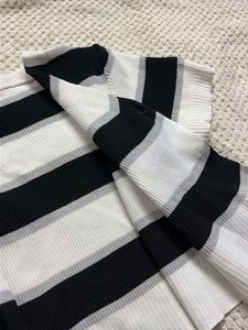 Striped Button-Up Knit Top