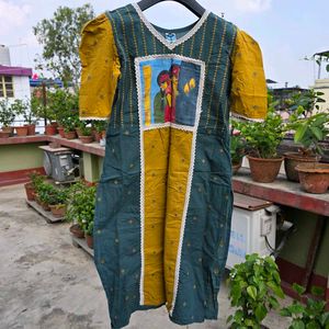 fabric Printed embroidery Kurta