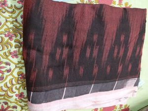 Maroon Sambalpuri Print Khadi Saree