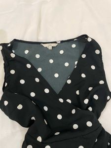 Black Polka Dot Wrap Dress