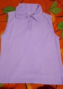 PURPLE RIB COLLAR TOP NEW  FASHION