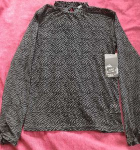 Chic Zebra Print Mock Neck Top