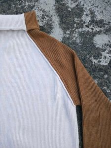 Unisex Knit Cream and  Brown Turtleneck Sweater