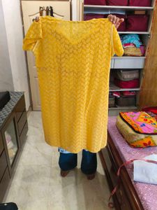 Bright Yellow Embroidered Kurta