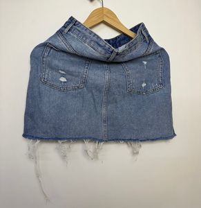 Distressed Denim Mini Skirt