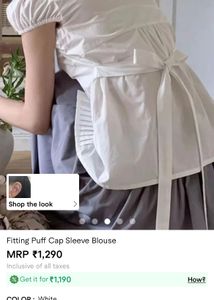 (worn once)Elegant White Pleated Blouse