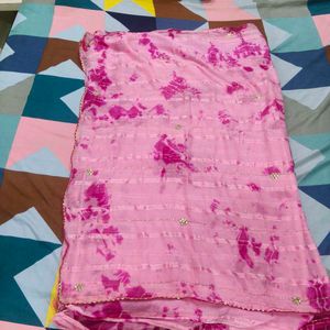 Elegant Pink Tie-Dye Saree with designer blouse