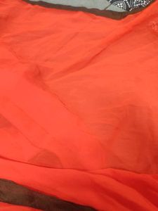 Orange With Border Georgette Dupatta