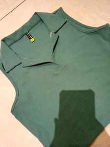 Polo Collar Crop Top