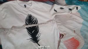 Men's White Feather Print Long Sleeve Tee