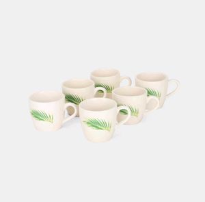 Set of 6 Tropical Leaf Mugs