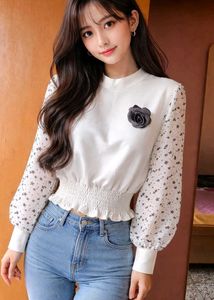 Chic White Top with Star Sleeves