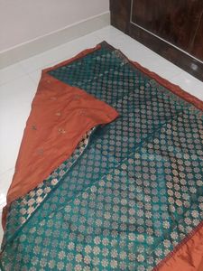 Brown,Blue Saree With Stitched Designer Blouse
