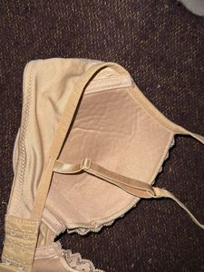 Comfortable Beige Lace Trim Bra