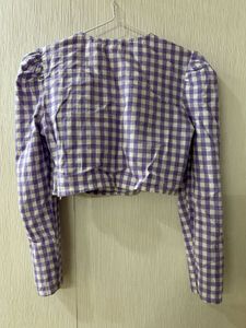 Gingham Cut-Out Cropped Top