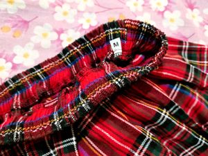 Checkered Women Pleated Red Short Skirt