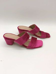 Chic Pink Velvet Block Heels