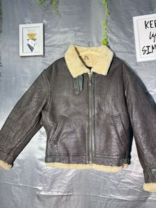 Men's Brown Leather Shearling Jacket
