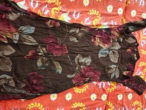 Brown Floral Print Kurta