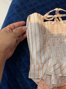 Striped Smocked Top and Skirt Set