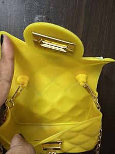 Cute Yellow Quilted silicon Handbag