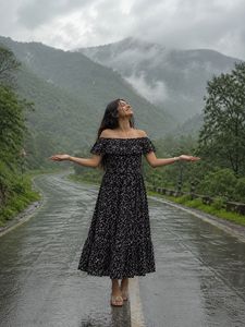 Black Polka Dot Midi Dress