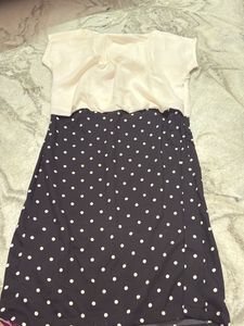 Cream Short Sleeve A-Line Dress