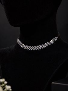 shimmering silver-tone rhinestone choker necklace