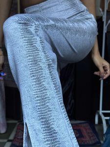 Grey Flared Split Pants