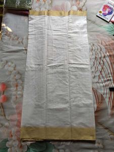 Elegant White &amp; Gold Saree