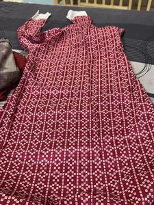 Maroon Ethnic Kurta with Lace Detail
