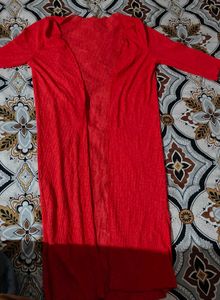 Chic Longline Red Cardigan