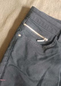 Black Zip Detail Jeans