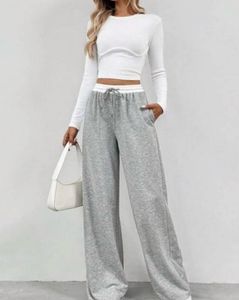 Stylish Grey Wide Leg Lounge Pants
