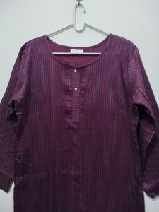 Bollywood Vogue Purplish Pink Kurta Blue Stripes