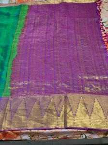Green With Purple And Grey Withpink Silk Sarees