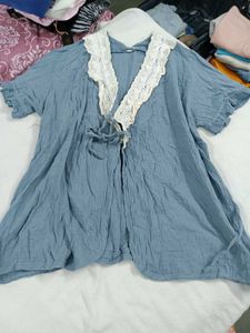Blue Lace Trim Robe