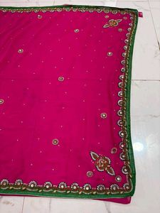 beutifull magenda Pink handwork saree