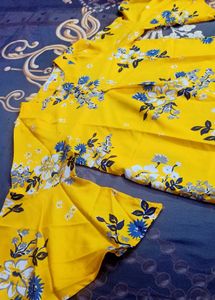Yellow Floral Bell Sleeve Top