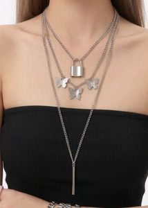 Layered Butterfly Lock Necklace