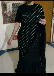 black fishcut designer lehenga
