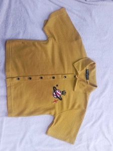 Mustard Yellow Graphic Print Collared Top