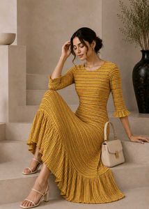 🏷️ Pinterest-Style Mustard Maxi Dress 🎀