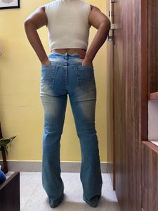 Blue Wash Flare boyfriend Jeans