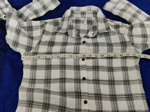 Plaid Button-Up Shirt with Smocked Bodice