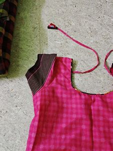 Vibrant Pink Checked Kurta
